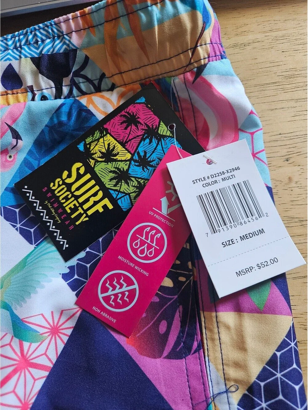 Surf Society Men's Medium Multi-Color Tropical Flamingo Parrot Swim Trunks NWT